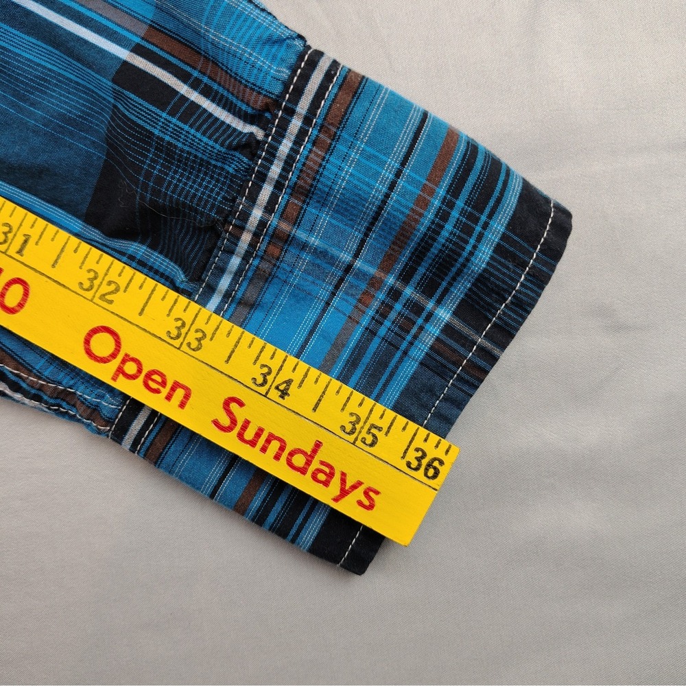 Cinch Modern Fit Western Shirt Men's XL Blue Plaid Snap Long Sleeve Cowboy - Picture 12 of 16